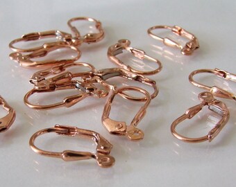 10 SOLID Copper Lever Back With Tear Drop