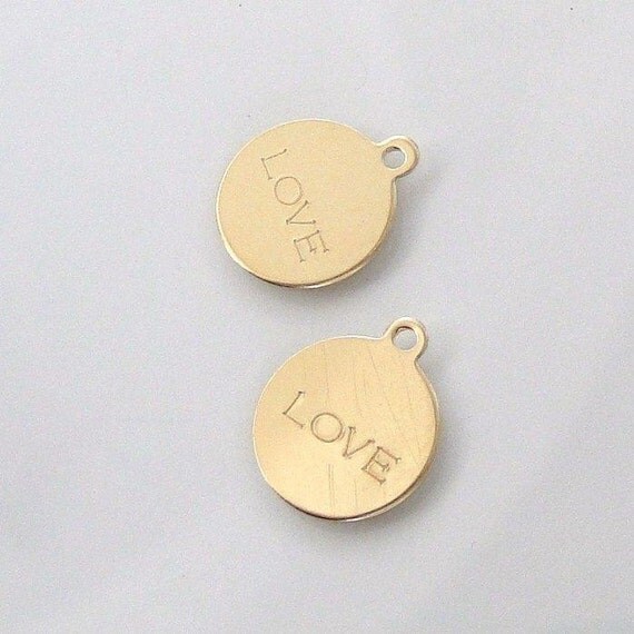 2 Pcs. Gold Filled Love Affirmation Charms 10mm Made in
