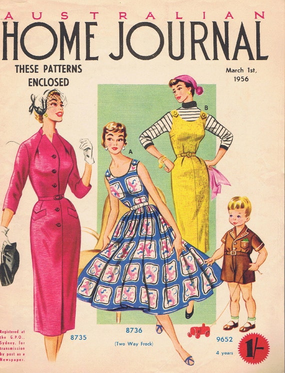 Vintage Sewing Patterns. 1956 Australian Home Journal
