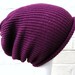 Slouch knit hat, womens baggy beanie, in plum.
