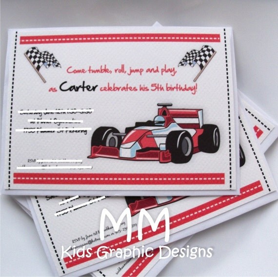 Racing Car Theme - Birthday Invitation with Envelopes - Set of 20 Il_570xn