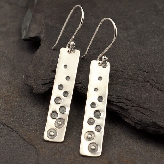 Sterling Silver Long Dangle Earrings Rectangle Earrings