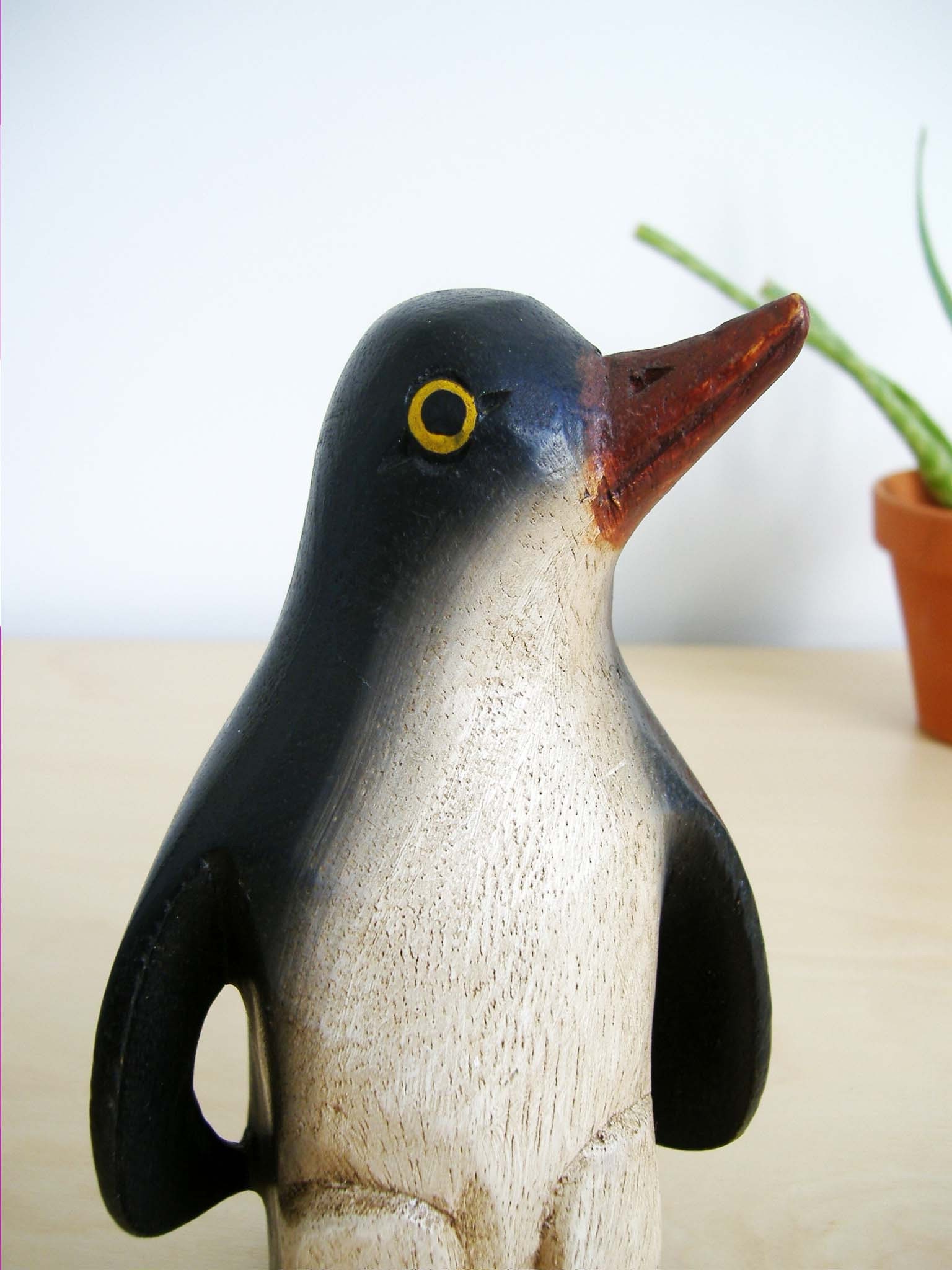 Carved Wooden Penguin