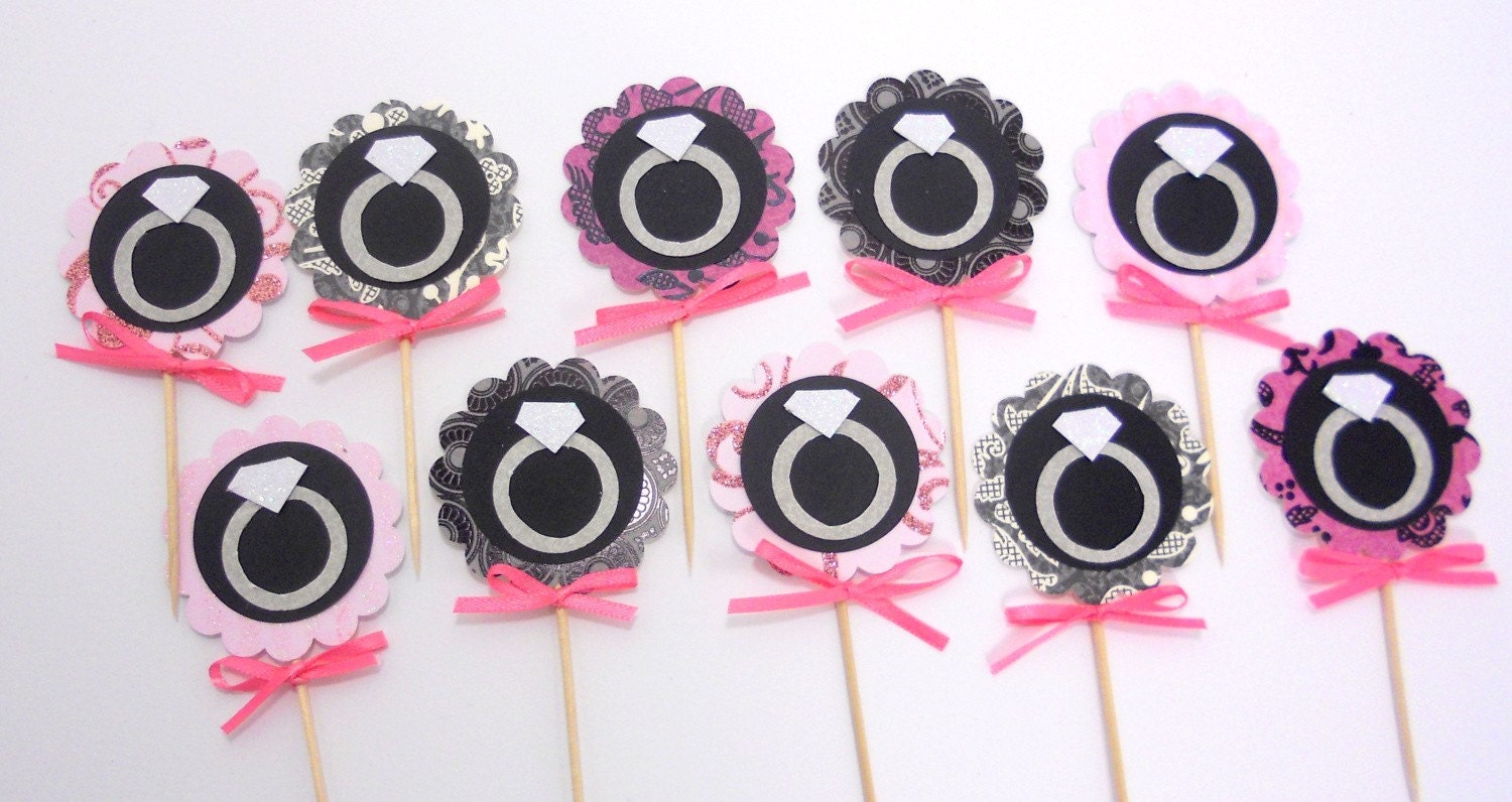Engagement Ring Cupcake Toppers Set of 10