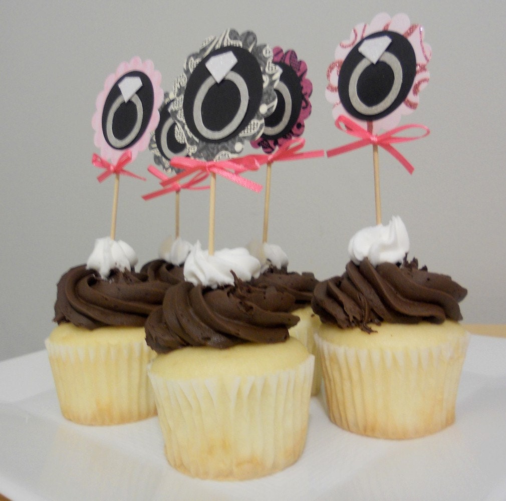 Engagement Ring Cupcake Toppers Set of 10