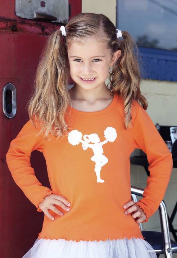 Little Cheerleader Nostalgic Graphic Tee Orange with White