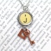 Typewriter Key Necklace With Initial J - Copper Star and Key - Mixed Metals - Vintage Typewriter Jewelry By Haute Keys