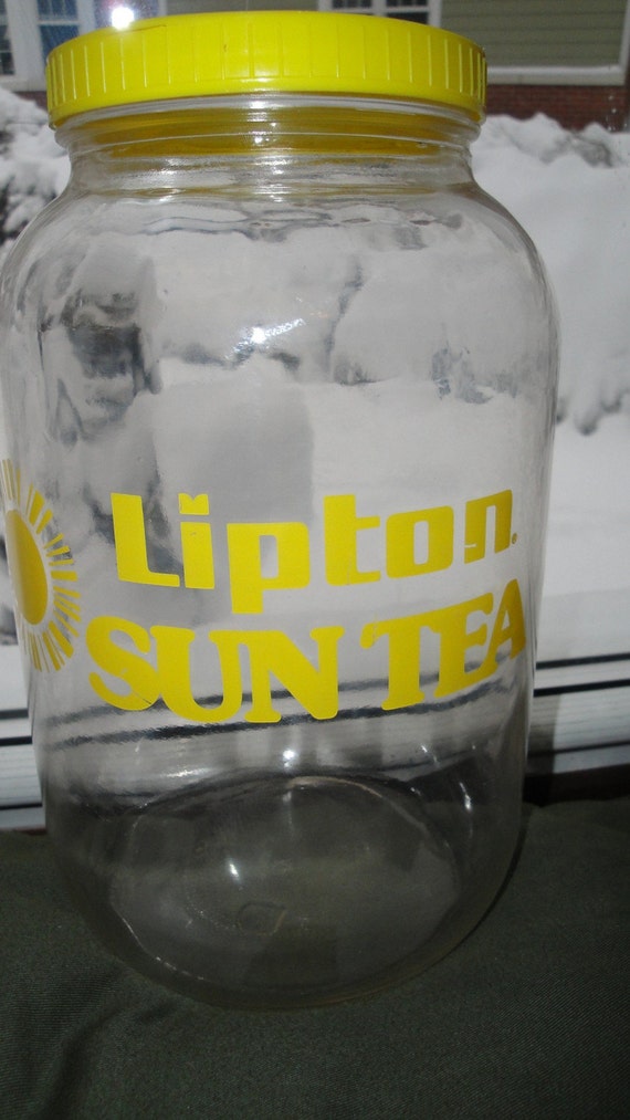Vintage Glass Lipton Sun Tea Jug with Lid 1 Gallon