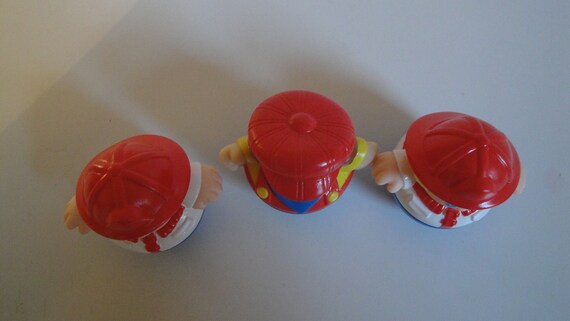 1980s Playskool Weeble Wobble People Fireman Train Engineer