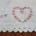 Vintage Hand Embroidered Crocheted Hearts Flowers Linen Table Runner 12 X 37