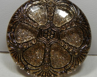 Large Wheel Czech Glass Button