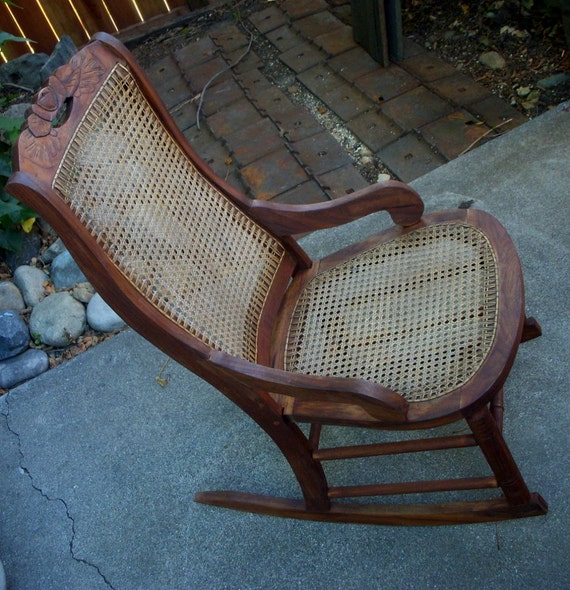 Antique Rocking Chair Wood and Cane Seat LOCAL pick up or