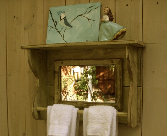 Mirror Shelf Reclaimed Wood Towel Bar for by honeystreasures