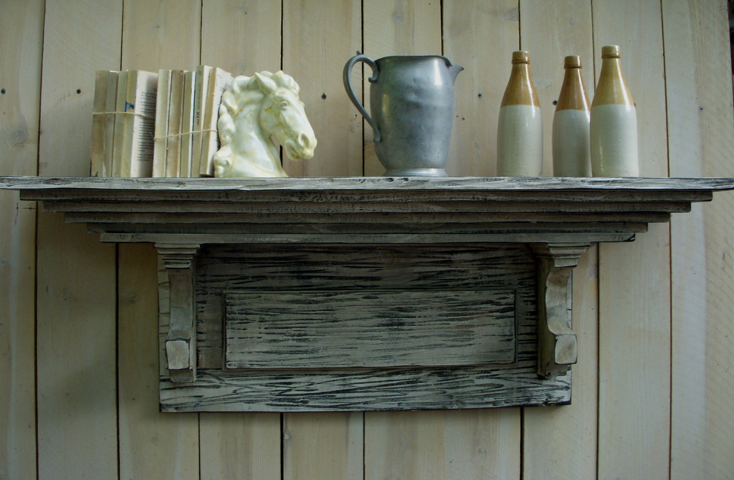 Distressed Shelf French Country Shabby Mantle Shelf