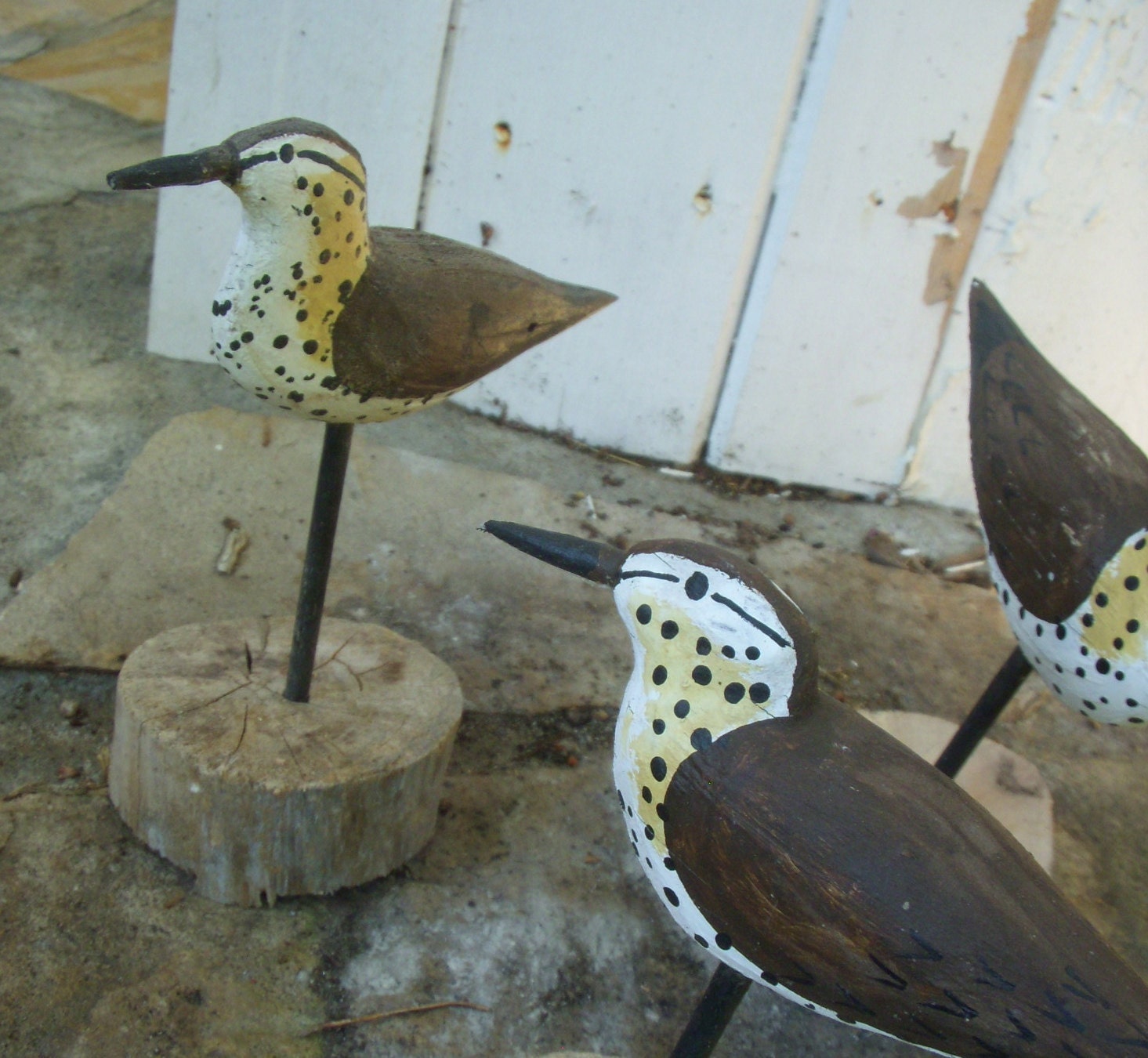 Wooden Shore Birds Hand Carved Beach Decor by honeystreasures