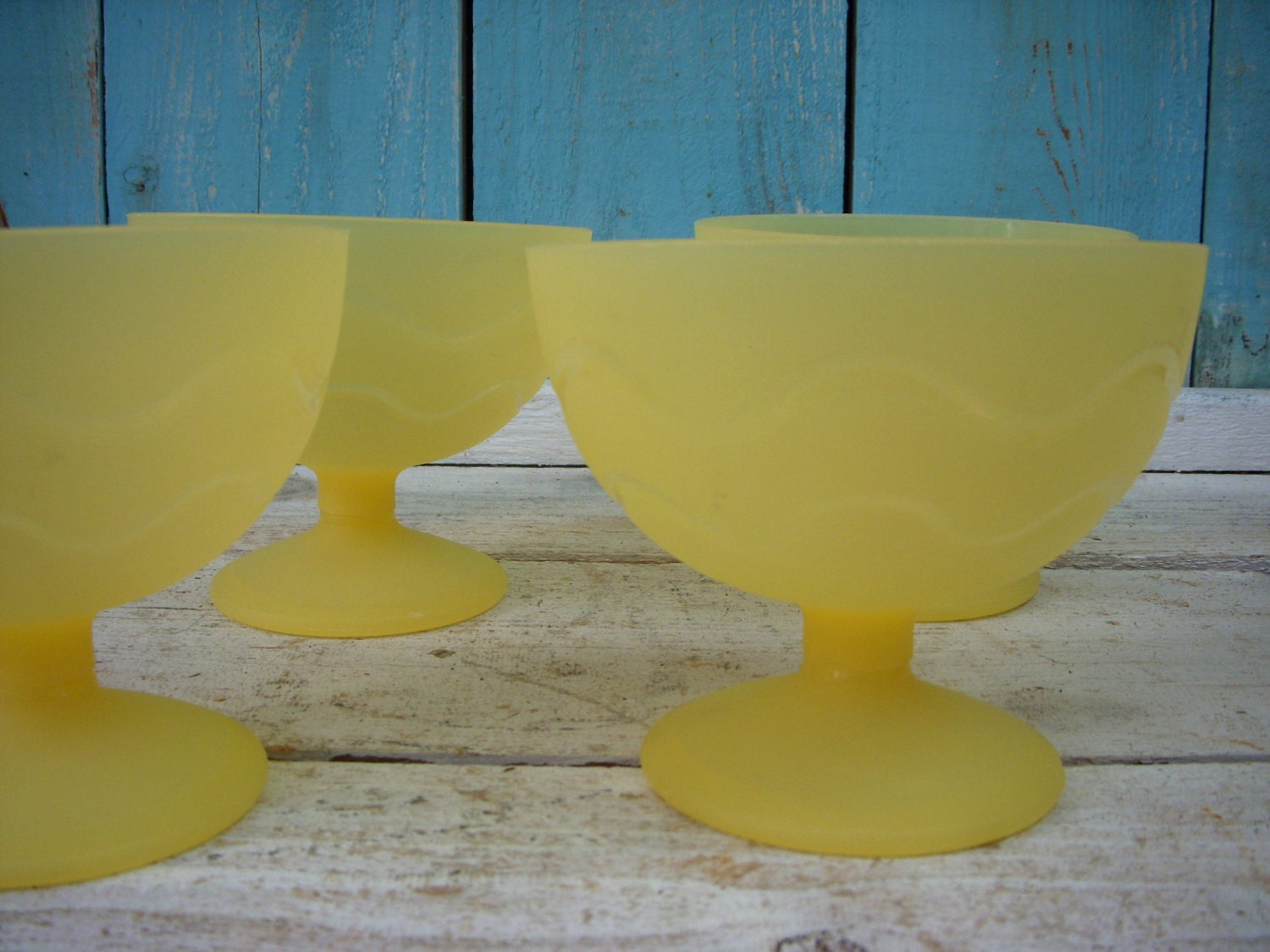 Vintage Yellow Footed Dessert Bowls Vintage Plastic