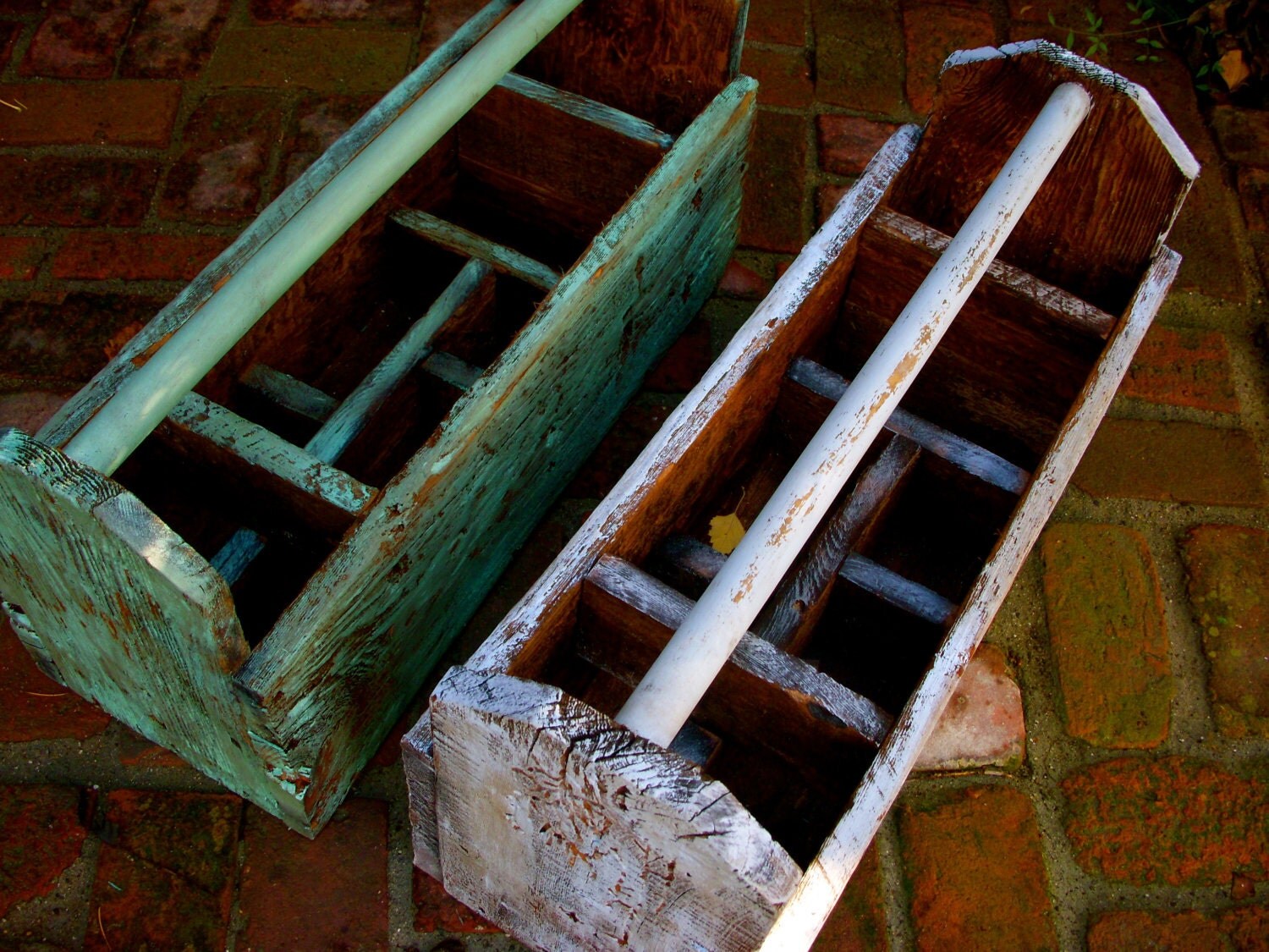 Rustic Tool Caddy Box Dividers Cottage Chic French