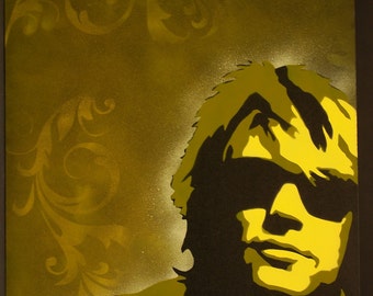 24 x 32 Pop Art Spray Painting Original Custom Jon John Bon Jovi Rock and ...