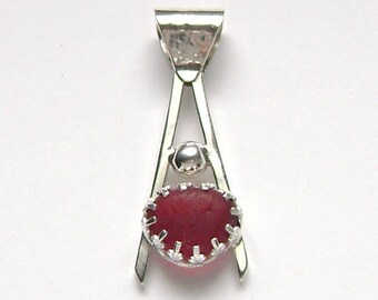 Sea Glass Jewelry - Sterling Extremely Rare Red English Sea Glass Pendant
