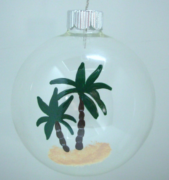 palm tree christmas ornament glass ball handpainted beachy palm tree christmas ornament glass ball handpainted beachy
