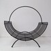 Vintage Mid Century Modern / Black Punched Metal / Magazine Rack / Newspaper Rack