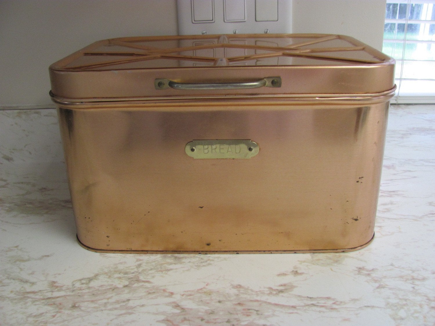 Vintage Cheinco Copper Colored Metal Bread Box