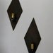 Mid Century Wood Diamond Shaped Wall Candle Sconces