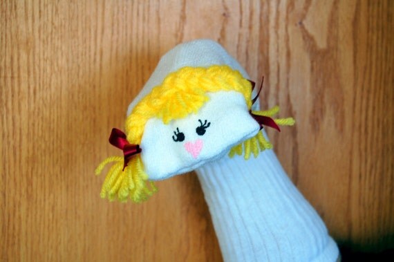 Is Acrylic Paint Toxic >> Girl Sock Puppet blond yellow yarn braids theater roleplaying Is Acrylic Paint Toxic >> Girl Sock Puppet blond yellow yarn braids theater roleplaying