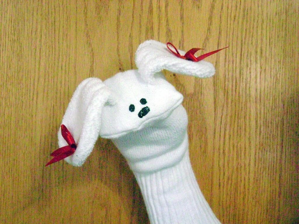 White Dog Sock Puppet from Puppets by Margie