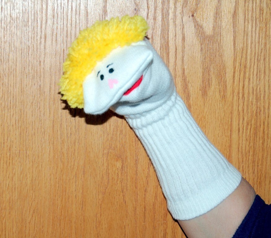 Blond Boy Sock Puppet from Puppets by Margie by puppetsbymargie