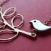 Little Bird Necklace. Gold Plated Leaf and Silver Bird Charm on Delicate Gold Filled Chain (Original Design from BlueDoveStudio)