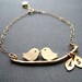 Bridal Shower Gift, LOVE BIRDS BRACELET, Engagement Gift Personalized Bridal Jewelry Initials Birthday Mothers Anniversary Couples