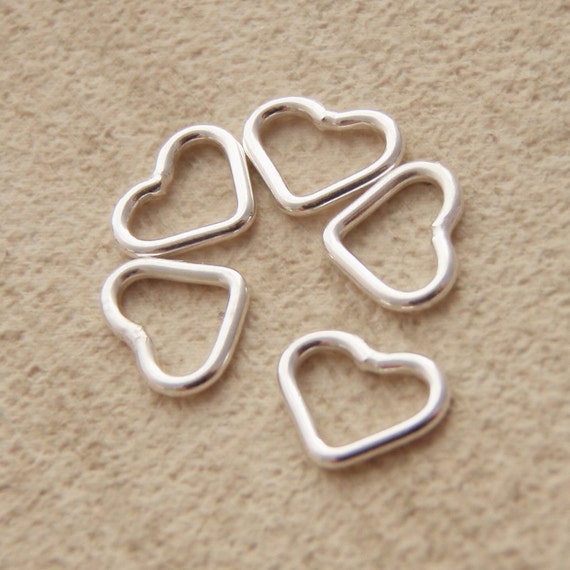 Sterling Silver Heart Jump Rings Soldered CLOSED 20 gauge 7mmx6mm OD