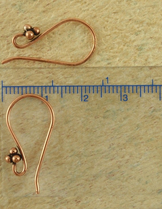 4 Pairs Copper Ear Wires 4 Ball Accent