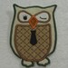Owl Fabric Embroidered Iron On Applique Patch Ready to Ship