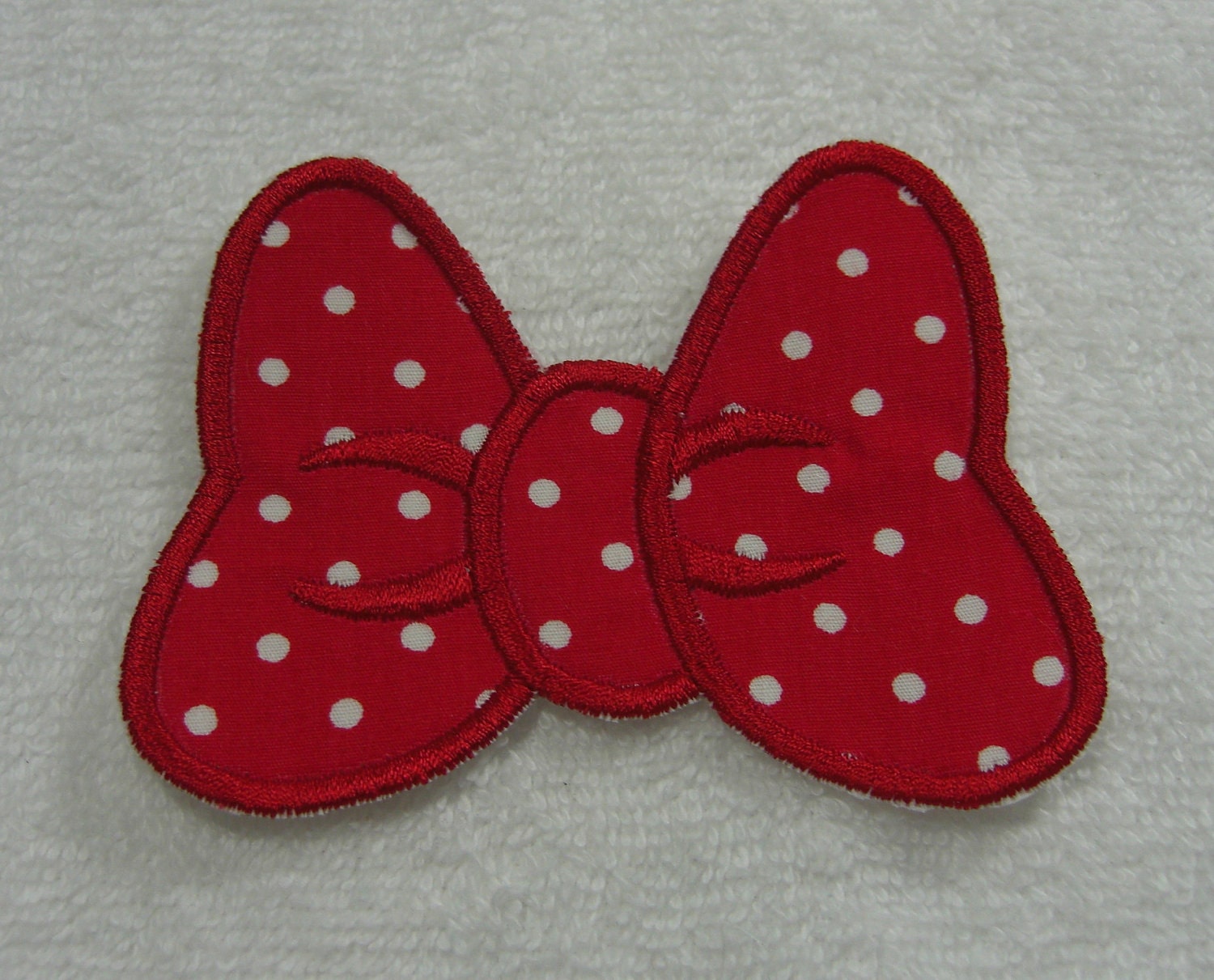 Minnie Mouse Bow Fabric Embroidered Iron On or by TheAppliquePatch