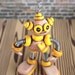 Yellow Yars Grungy Bot - Steals Candy - Mini Robot Sculpture - Clay, Paint, Wire