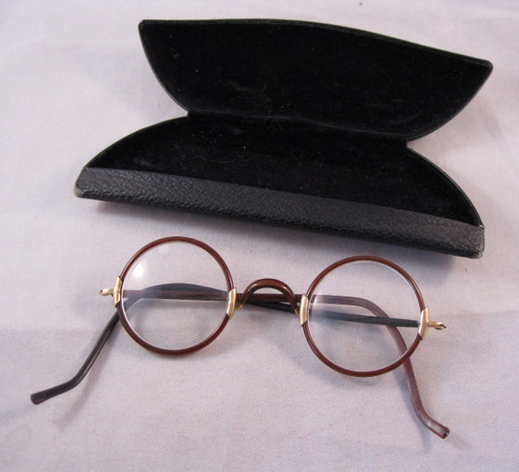 Old Antique Round Celluloid Eyeglasses