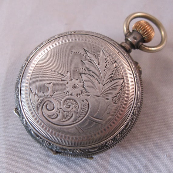 1900s Swiss 800 Silver Pocket Watch Antique by BrightEyesTreasures