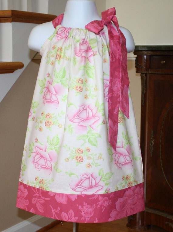 Baby Girl Pillowcase Dress SALE Dresses Tea Cake Roses Girls   Etsy