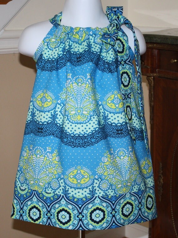 Items similar to Amy Butler Pillowcase dress SALE lark blue ocean ...