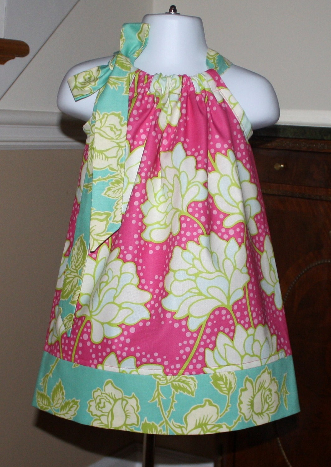 Easter Pillowcase dress girls baby toddler poppies pink