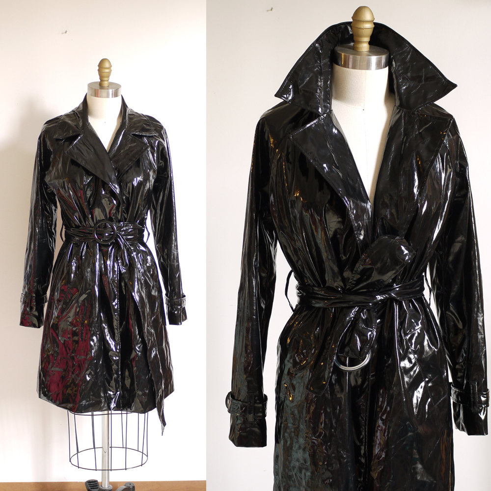 Black Vinyl Trench coat by seesong on Etsy