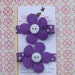 Purple Felt Button Flower Hair Clips - Emery - Girls Hair Clips / Flower Clips
