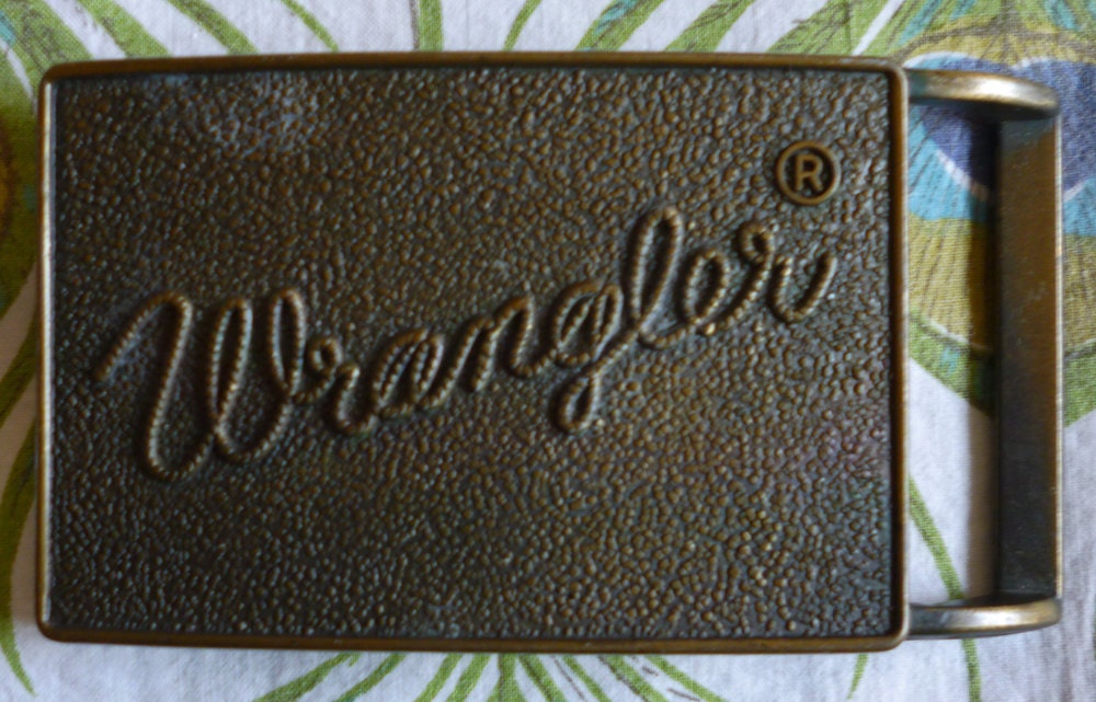  Wrangler  Jeans  Vintage  70 s Brass Rope Logo  Belt Buckle