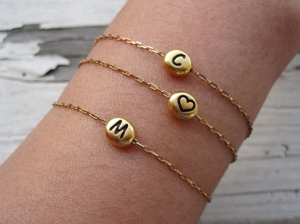 Initial Bracelet Gold Initial Bracelet by charlieandmarcelle
