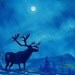 Northern Lights, Moose and Moonlight 8 x 10 ORIGINAL Thomas Justin Hoy