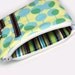 Padded coin purse, in aqua bubble dots and stripes