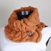 Knitting Neckwarmer ,Orange, buttons , collar scarf, Button Neckwarmer