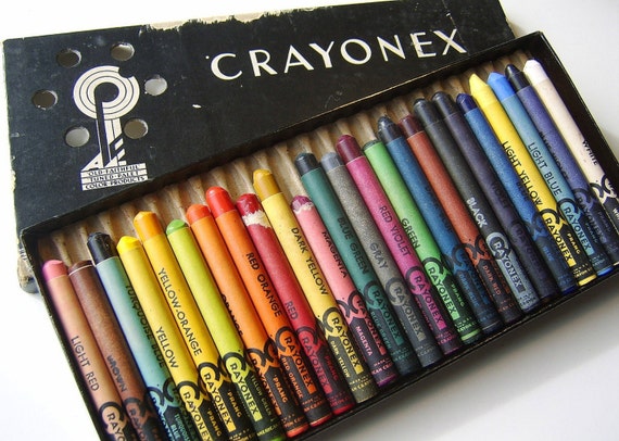 Vintage Box of 2 Dozen Crayons-Prang Crayonex Brand-1930s